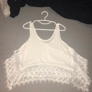 White fringe crop top